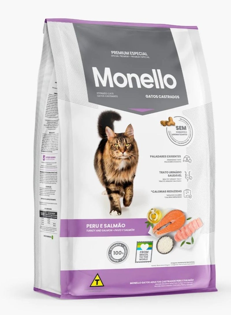 Premium Cat Food MONELLO Turkey Salmon Flavor 1 Kg