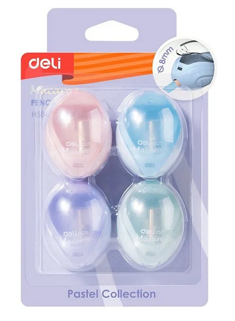 Deli Mini Oval Pencil Sharpener 4Pcs