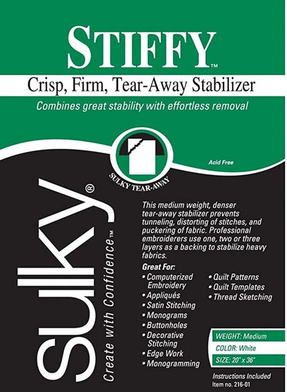 Sulky Stiffy Tear-Away Stabilizer 20in x 36in