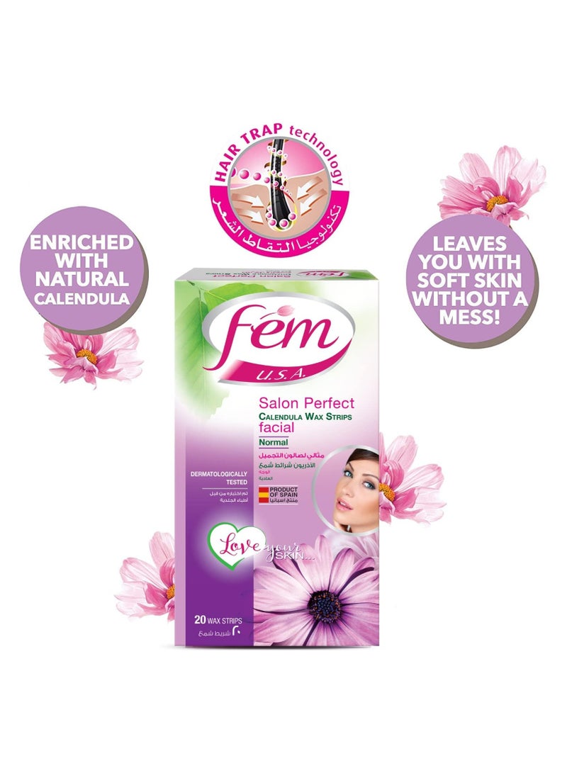 Fem Facial Wax Strips with Calendula for Normal Skin