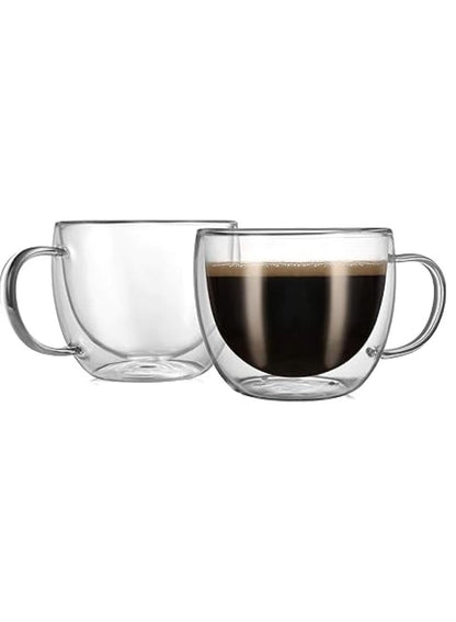 Cuisine Art Double Wall Glass Cups and Saucers