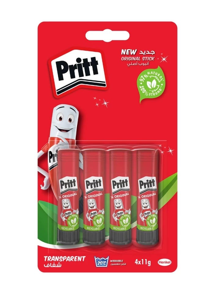 Pritt Transparent Glue Stick 11G X 4