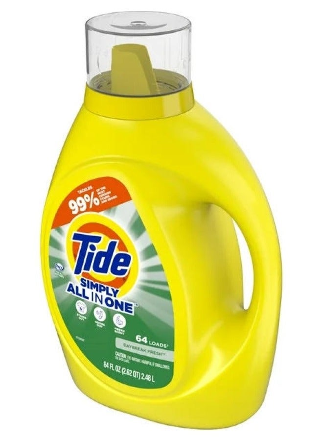 Tide Simply All In One Liquid Laundry Detergent 64 Loads Daybreak Fresh 2.72 L