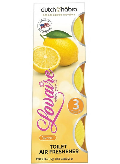 air freshner, air freshner lemon, bowl rim, cool dry, dutch & habro, flush key, freshner lemon, gel based, long term, lovaire toilet, lovaire toilet air, non toxic, toilet air, toilet air freshner, type gel