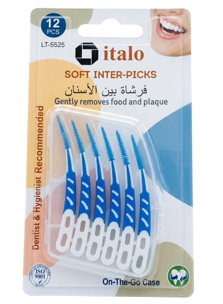 cool dry, dry place, every day, gums clean, home work, inter picks, italo, italo soft, name soft, oral care, soft inter, soft inter picks, soft tips, travel key, type soft