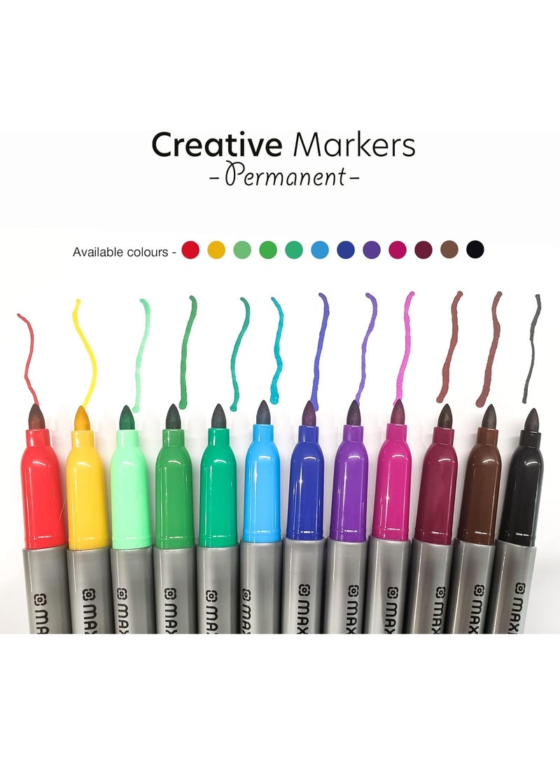 Maxi Creative Permanent Markers 36 Assorted Colours