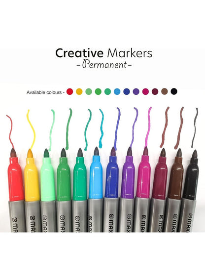 Maxi Creative Permanent Markers 36 Assorted Colours