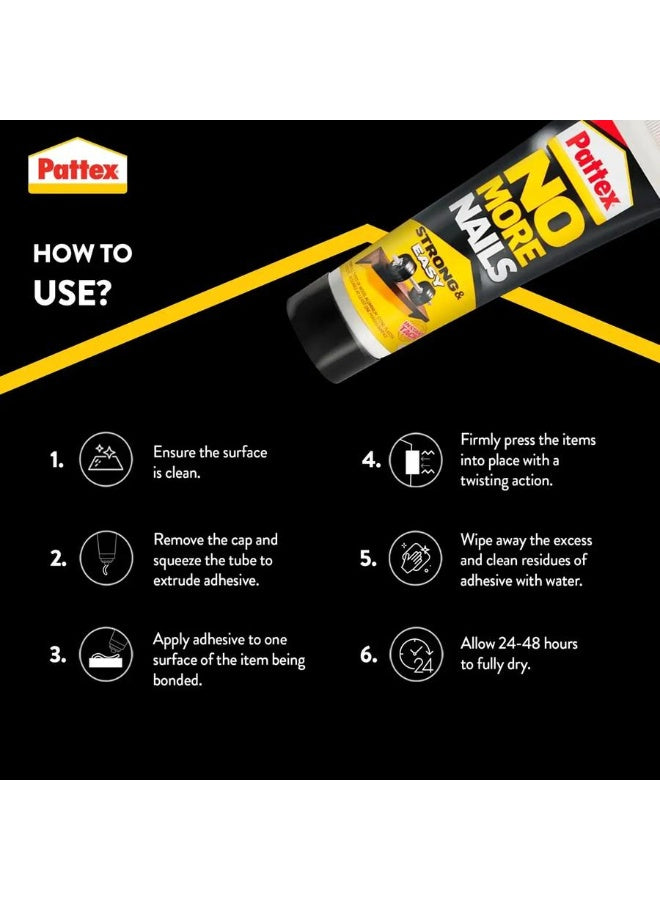 50g tube, adhesive 50g, all purpose, cool dry, free low, heavy-duty mounting, heavy-duty mounting adhesive, mounting adhesive, mounting adhesive 50g, nails strong, non drip, onto one, pattex, purpose heavy-duty, purpose heavy-duty mounting