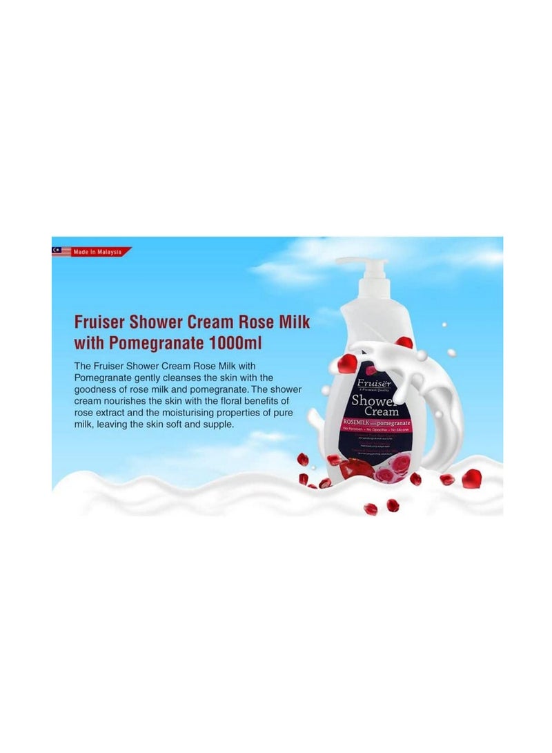 Fruiser Shower Cream Rose Milk with Pomegranate 1000 Ml