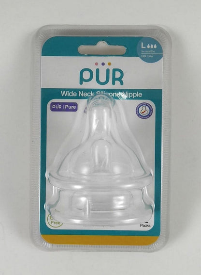 Pur Wide Neck Silicone Nipple Size L - 2 Pcs