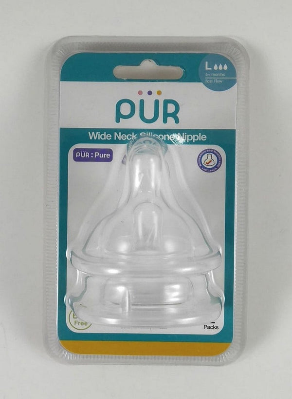 Pur Wide Neck Silicone Nipple Size L - 2 Pcs