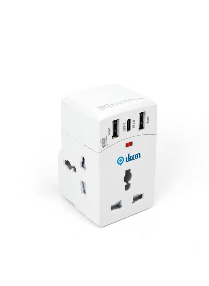 Ikon 3 Way Adapter with USB Ports