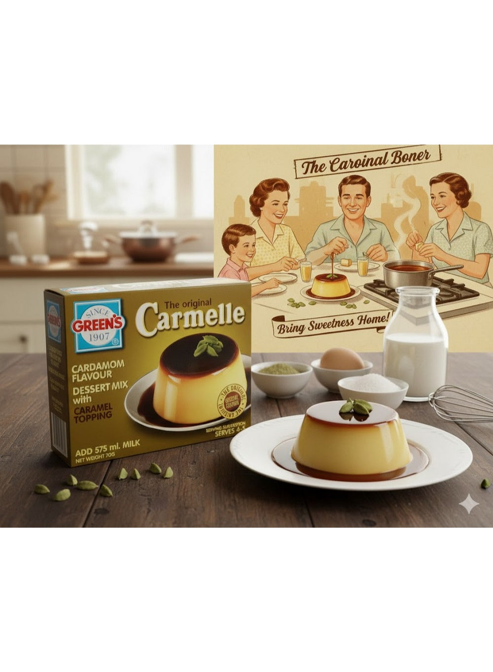 caramelle cardamom, caramelle cardamom flavor, cardamom flavor, cardamom flavor dessert, carmelle now, dessert mix, dessert mix 70g, flavor dessert, flavor dessert mix, green s, mix 70g, now infused, rich creamy, simple treat, spicy notes