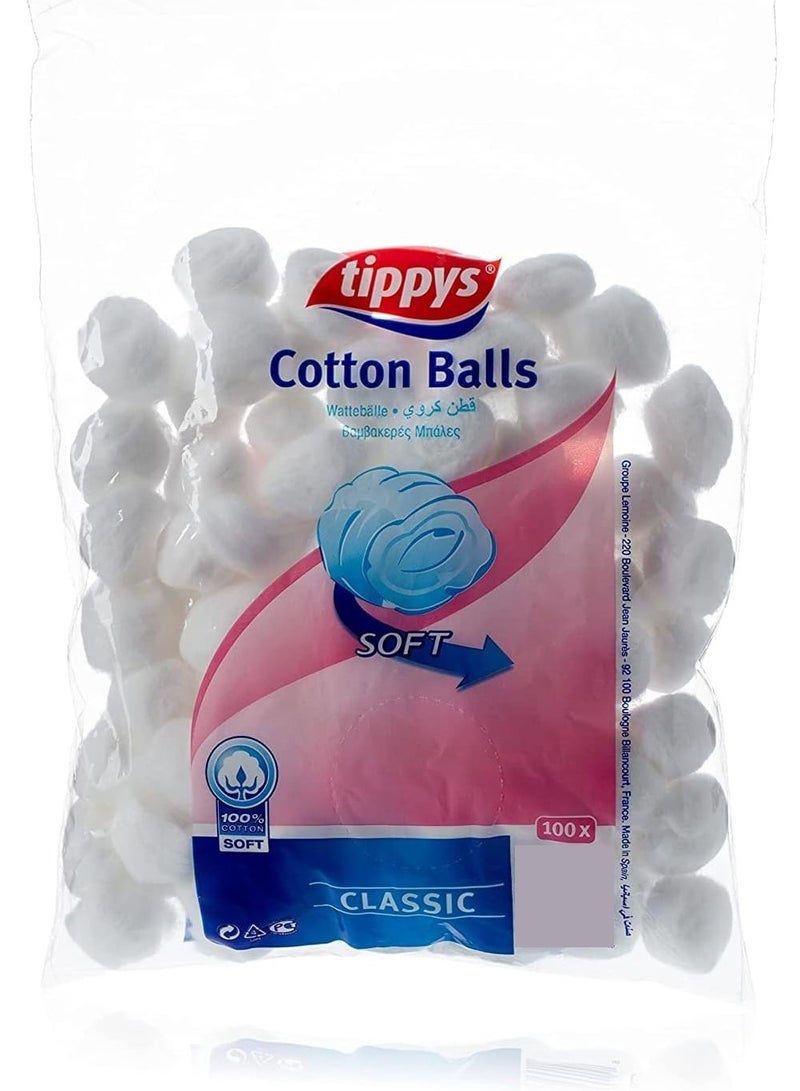 Tippys Cotton Balls Classic 100 Pcs Pack