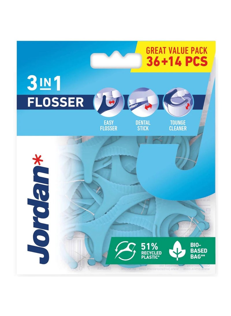 Jordan 3-In-1 Flosser 50 Pcs Pack - Jordan