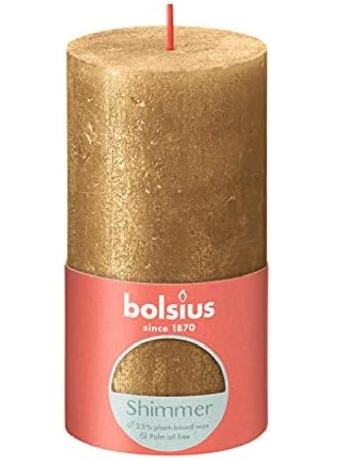Gold Shimmer Pillar Candle - BOLSIUS
