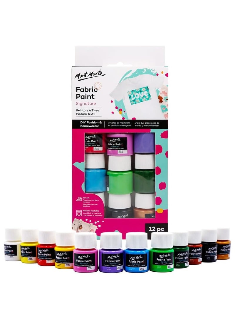 Mont Marte Signature Fabric Paint 12Pc X 20ML