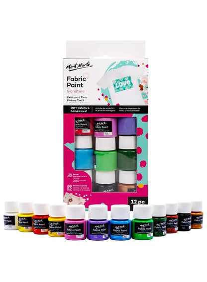 Mont Marte Signature Fabric Paint 12Pc X 20ML