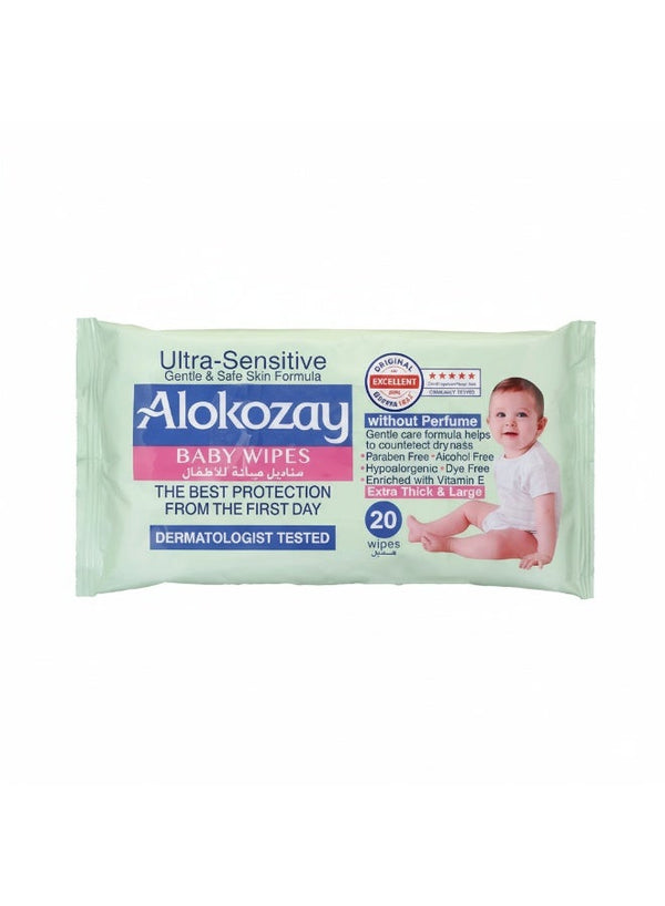 Alokozay Ultra Sensitive Baby Wipes 20 Pcs Pack