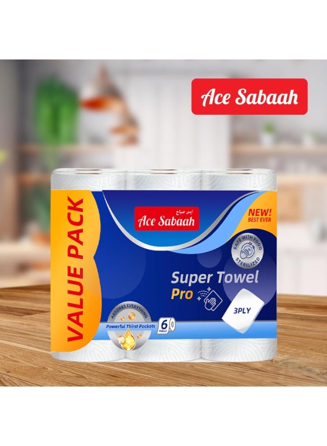 Ace Sabaah Kitchen Paper Super Towel Pro 6 Rolls