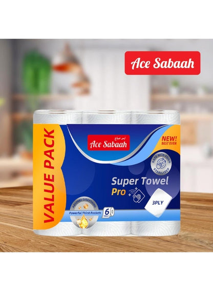 Ace Sabaah Kitchen Paper Super Towel Pro 6 Rolls