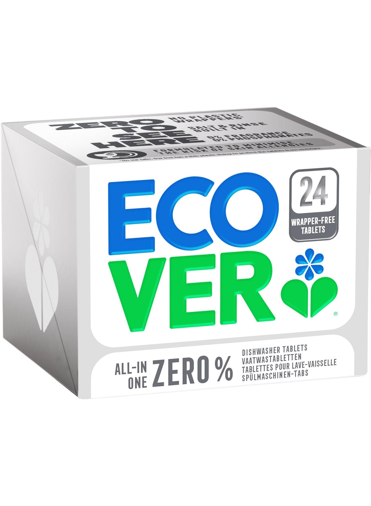all-in-one dishwasher, all-in-one dishwasher tablets, dishwasher tablets, dried food, eco mode, ecover, every wash, note keep, one tablet, per cycle, per wash, rinse aid, stain removal, tablet eco, zero added