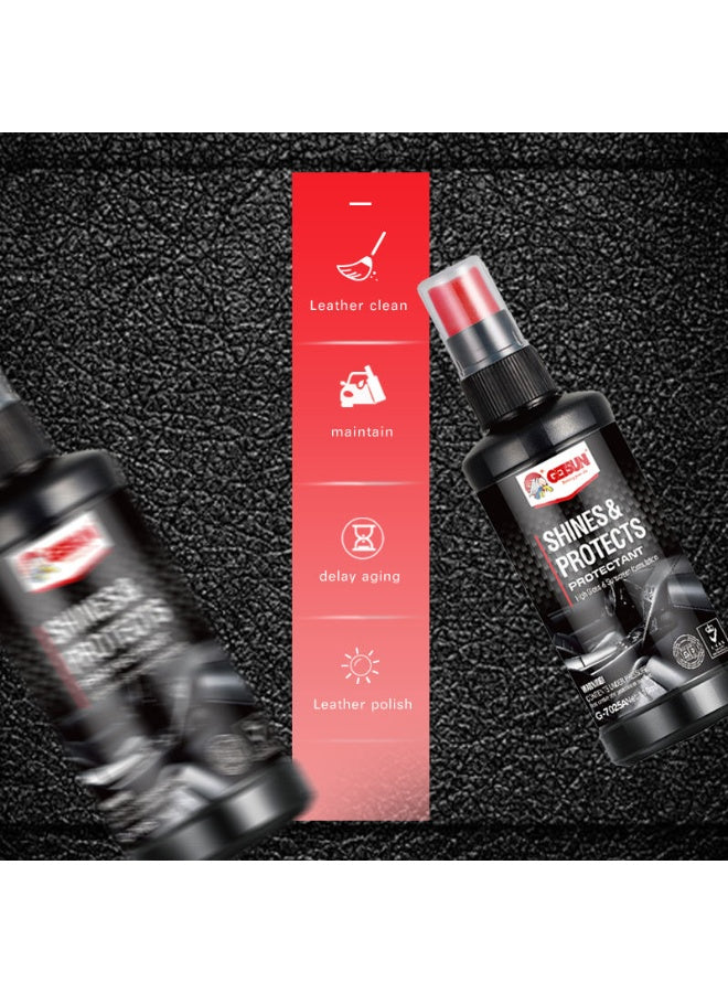 buildup key, clean shiny, damp cloth, deep luster, dust dirt, getsun, gloss sunscreen, gloss sunscreen formulation, less shine, protects protectant, shines protects, shines protects protectant, silicone, sunscreen formulation, vinyl rubber