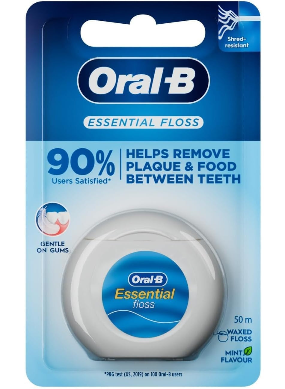 deep cleaning, dental floss, dental floss mint, essential dental, essential dental floss, every day, floss mint, floss mint 50m, gum line, light wax, mint 50m, oral care, oral-b, waxed essential, waxed essential dental