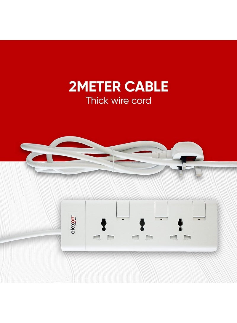 Elexon 3 Way Power Extension with 2M Cable