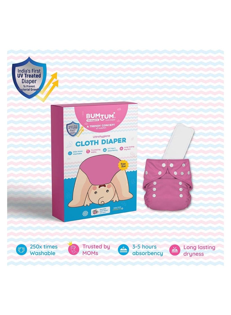 Bumtum Baby Cloth Diaper Free Size Pink