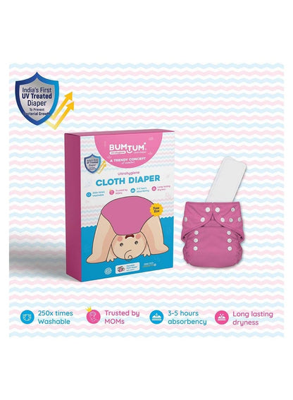 Bumtum Baby Cloth Diaper Free Size Pink