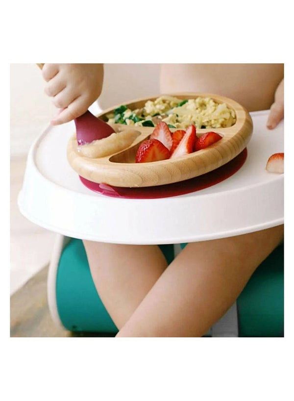 Avanchy Bamboo Suction Classic Plate + Spoon Green
