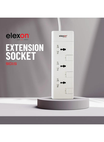 Elexon 3 Way Power Extension with 2M Cable