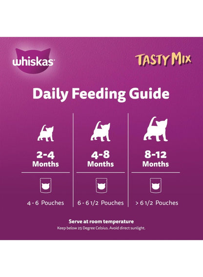 2-12 months, chicken tuna, gravy 2-12, junior tasty, junior tasty mix, mix chicken, mix chicken tuna, nutrition 4x70g, potato flavour, sweet potato, tasty mix, tasty mix chicken, tuna sweet, tuna sweet potato, whiskas