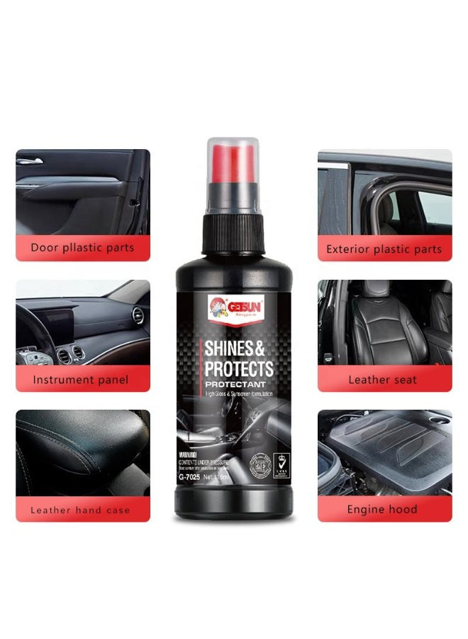 buildup key, clean shiny, damp cloth, deep luster, dust dirt, getsun, gloss sunscreen, gloss sunscreen formulation, less shine, protects protectant, shines protects, shines protects protectant, silicone, sunscreen formulation, vinyl rubber