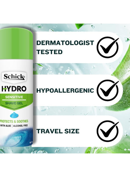 alcohol-free 70g, aloe protects, aloe protects softens, hydro sensitive, hydro sensitive shave, protects softens, protects softens soothes, schick, sensitive shave, sensitive shave gel, shave gel, softens soothes, softens soothes alcohol-free, soothes alc
