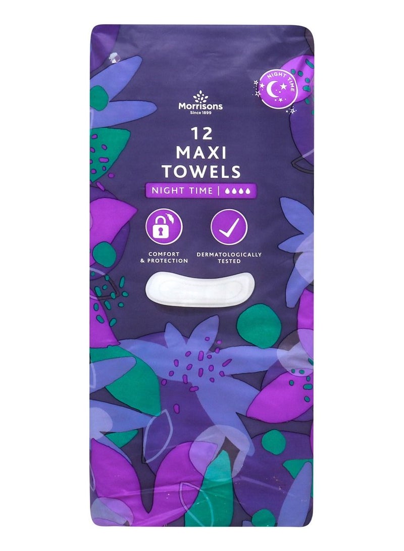Morrisons Maxi Towels Night Time 12 Pack