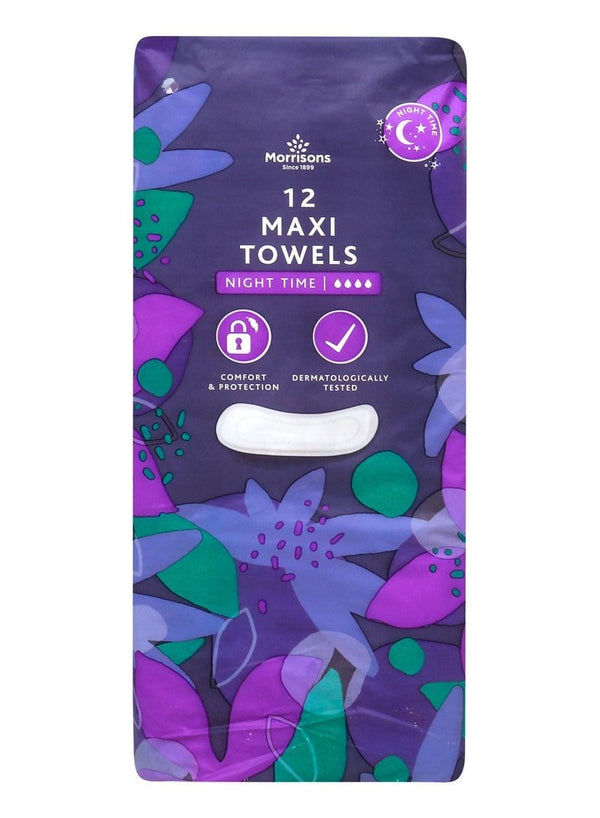Morrisons Maxi Towels Night Time 12 Pack