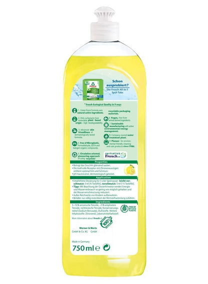 Frosch Dishwashing Liquid Yellow Lemon 750ml