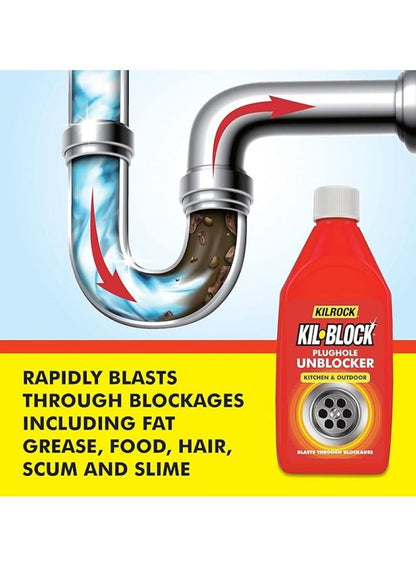 KILROCK Kil Block Plughole Unblocker 500 ML