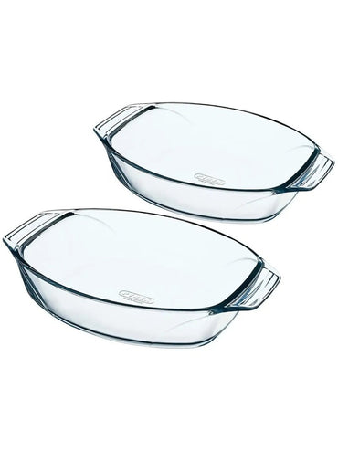PYREX Oval Roasters Set - 2 Pieces Clear Glass
