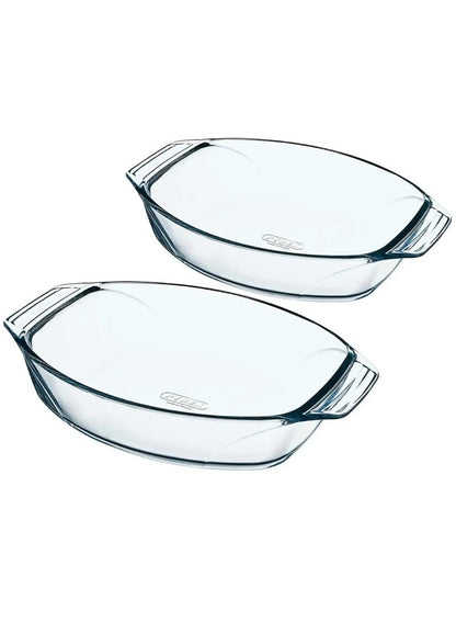 PYREX Oval Roasters Set - 2 Pieces Clear Glass