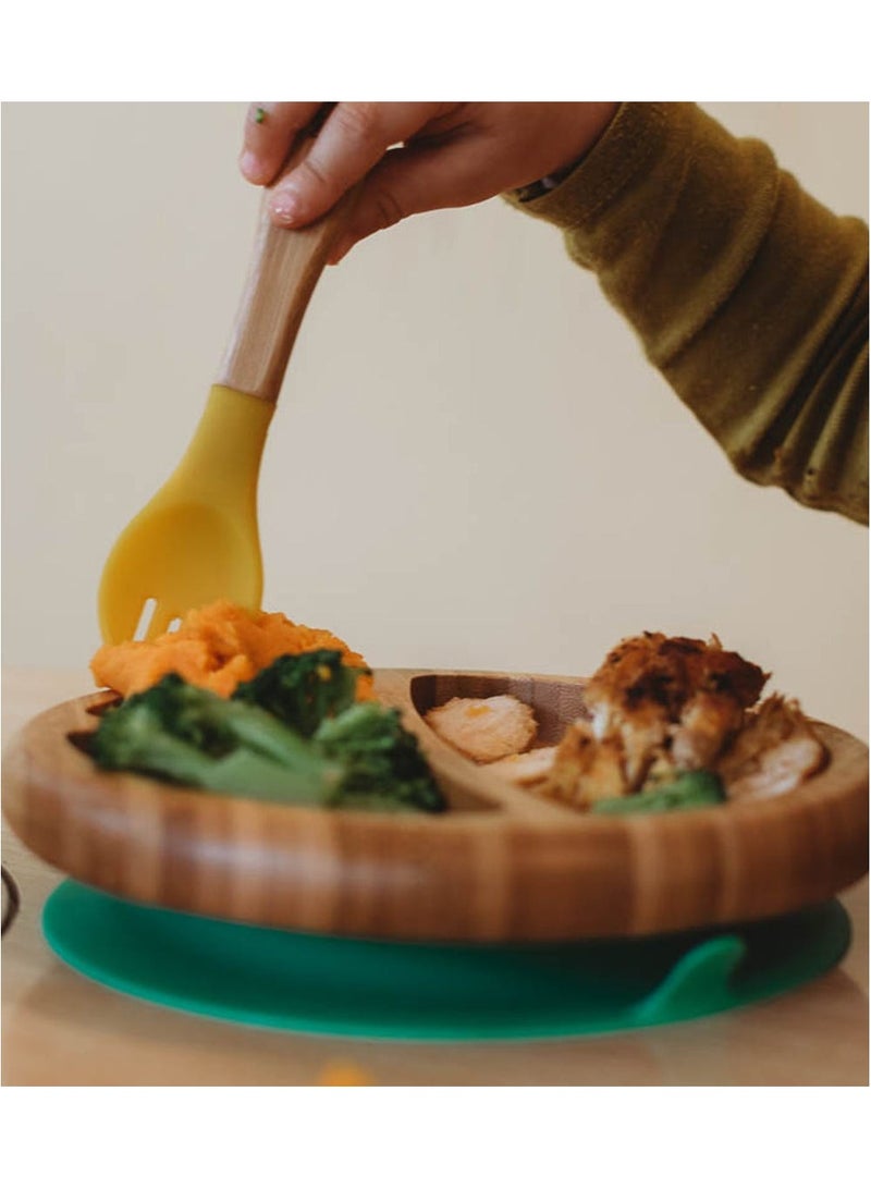 Avanchy Bamboo Suction Classic Plate + Spoon Green