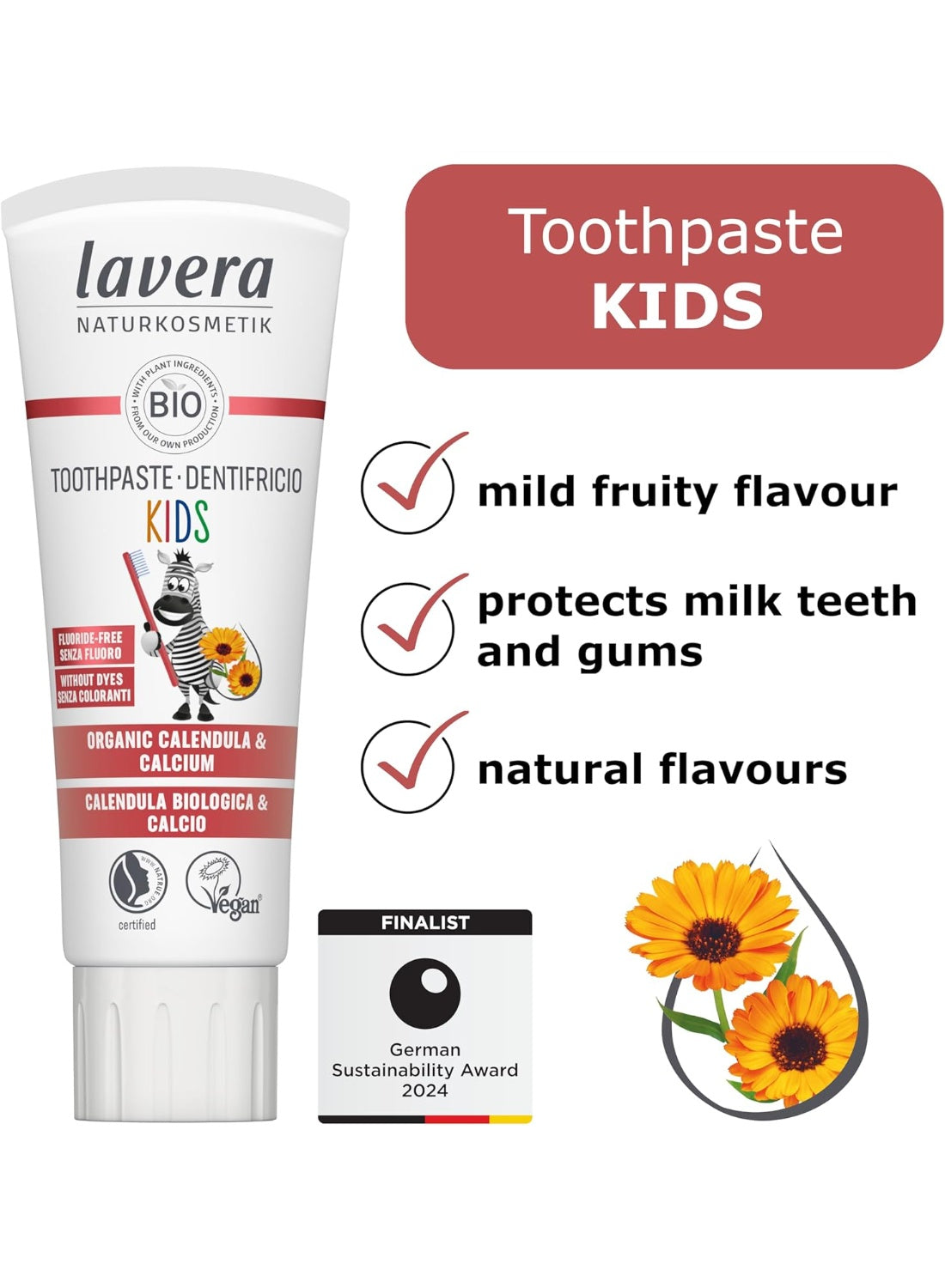 calendula calcium, eyes keep, fluoride free, fluoride free calendula, free calendula, free calendula calcium, gentle care, kids toothpaste, kids toothpaste fluoride, lavera, organic kids, organic kids toothpaste, toothpaste fluoride, toothpaste fluoride f