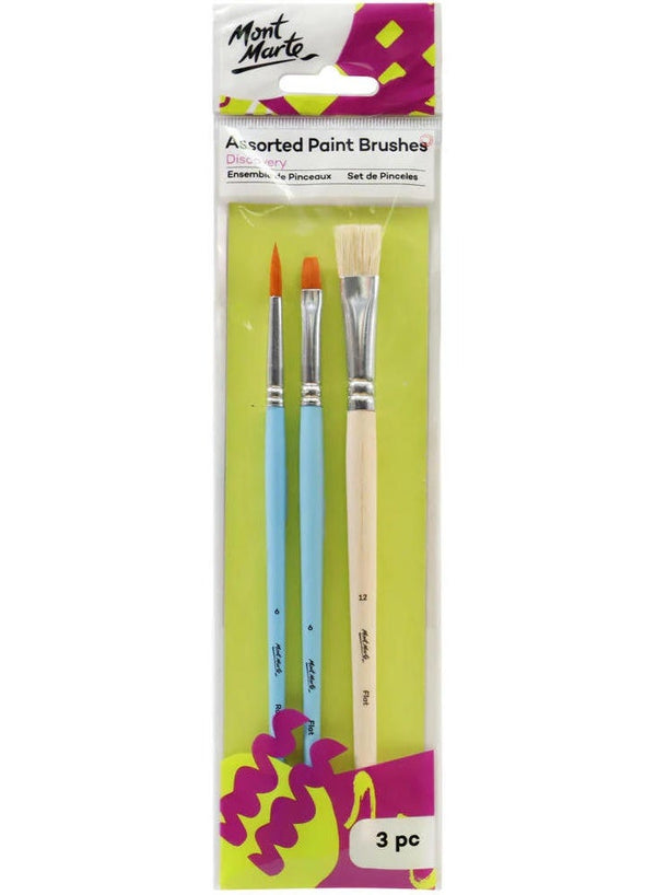 Mont Marte Discovery Assorted Paint Brushes 3Pc