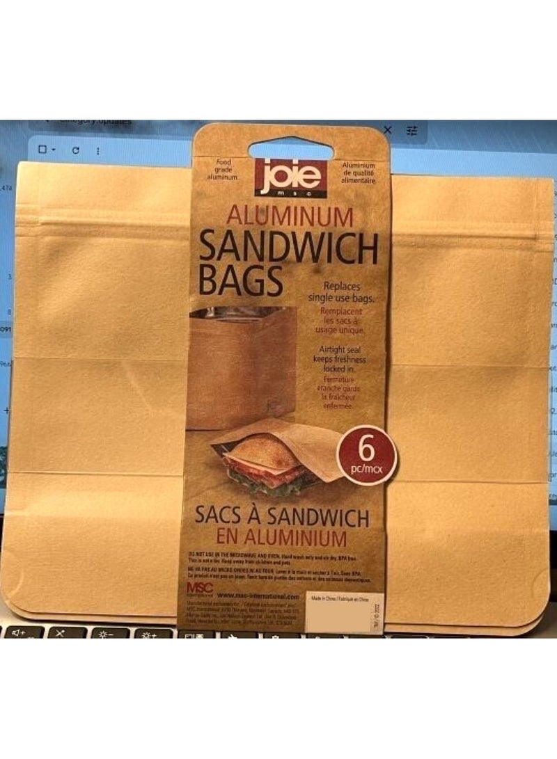 Joie Aluminum Sandwich Bags 6 Pcs Pack