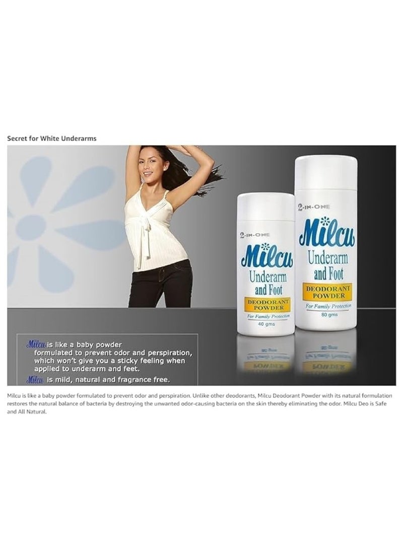 Milcu 2 In 1 Underarm & Foot Deodorant Powder
