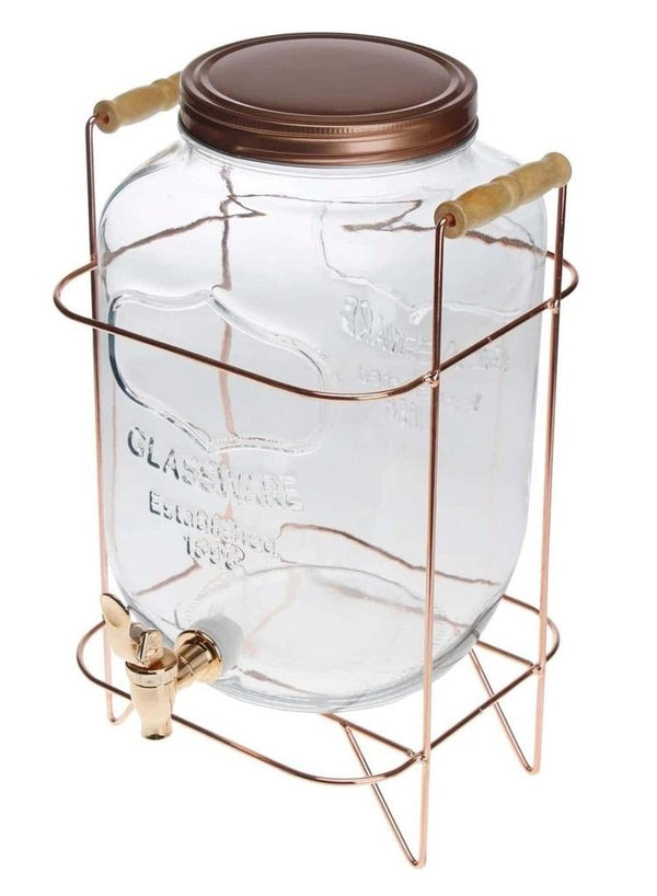 Home Kraft Glass Dispenser with Rose Gold Stand