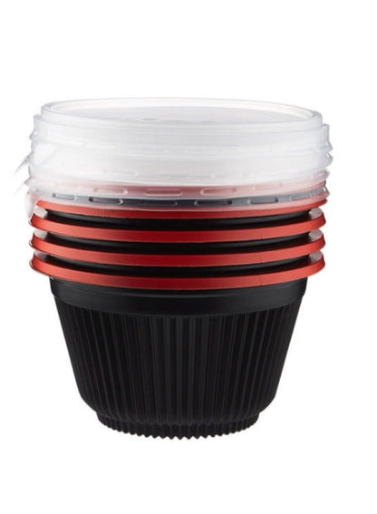 Hotpack Red & Black Soup Bowls with Lid - 5 Pieces