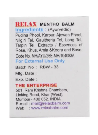 Relax Mentho Balm for Quick Relief - Relax